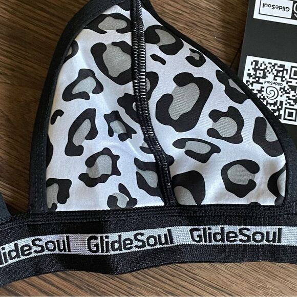 NWT GlideSoul Leopard Print Neoprene Bikini Set Black White Gray Size Small - Picture 3 of 10
